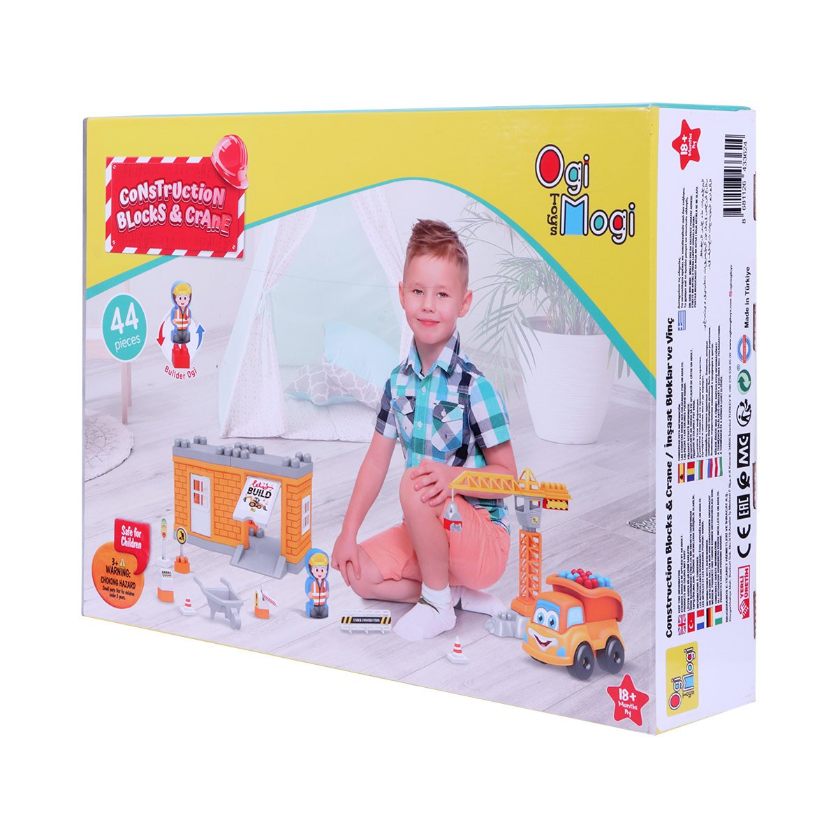 Ogi Mogi Toys Bouwblokken & Kraan 44-delig Joy&Bloom