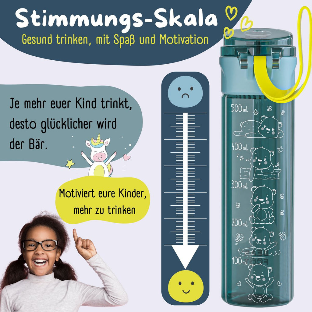 Kinderdrinkfles, 500 ml, licht - logo blauw Joy&Bloom