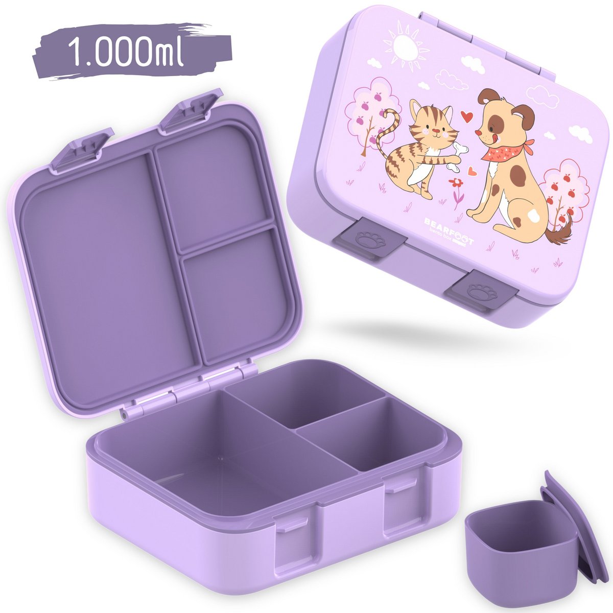 Lunchbox, lek -proof - Dog & Cat Purple