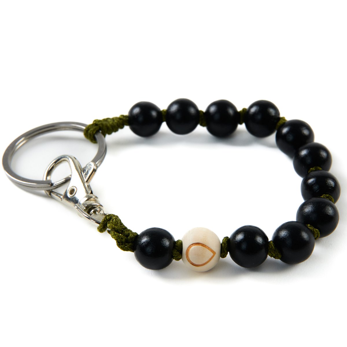 Groene Zee-egel - 12 kralen sleutelhanger