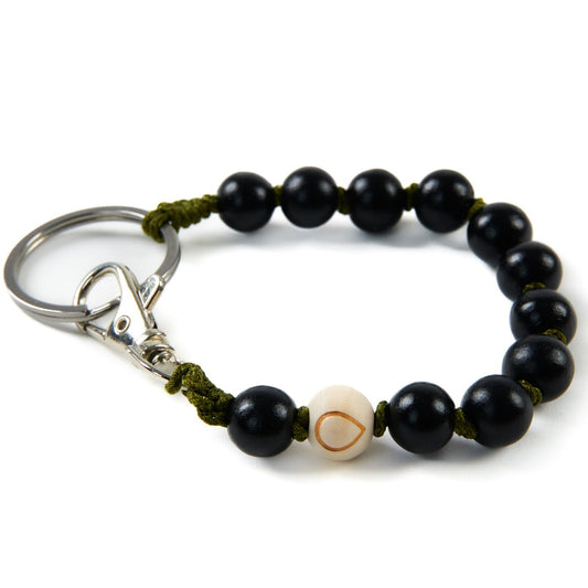 Groene Zee-egel - 12 kralen sleutelhanger Joy&Bloom