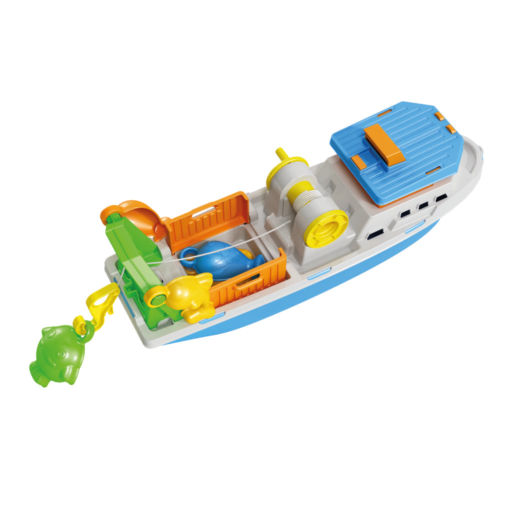 Basic Vissersboot + 3 Vormpjes 40 Cm Strandsets/Emmersets Joy&Bloom