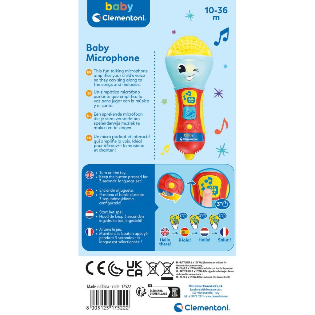 Clementoni Baby Microfoon + Licht En Geluid Interactief Speelgoed Joy&Bloom