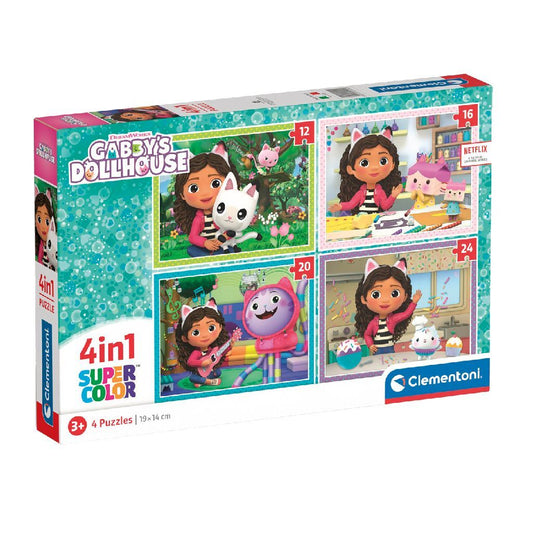 Clementoni Supercolor 4In1 Puzzel Gabbys Dollhouse 12-24 Stukjes Default Title Gabby's Dollhouse Joy&Bloom