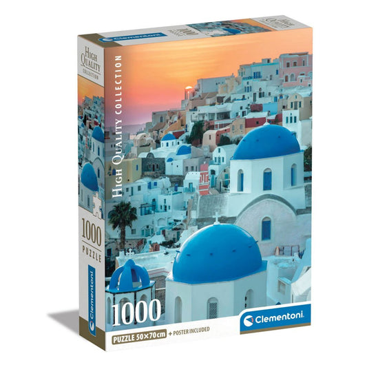 Clementoni High Quality Collection Puzzel + Poster Santorini 1000 Stukjes Default Title Steden & Plaatsen Puzzels Joy&Bloom