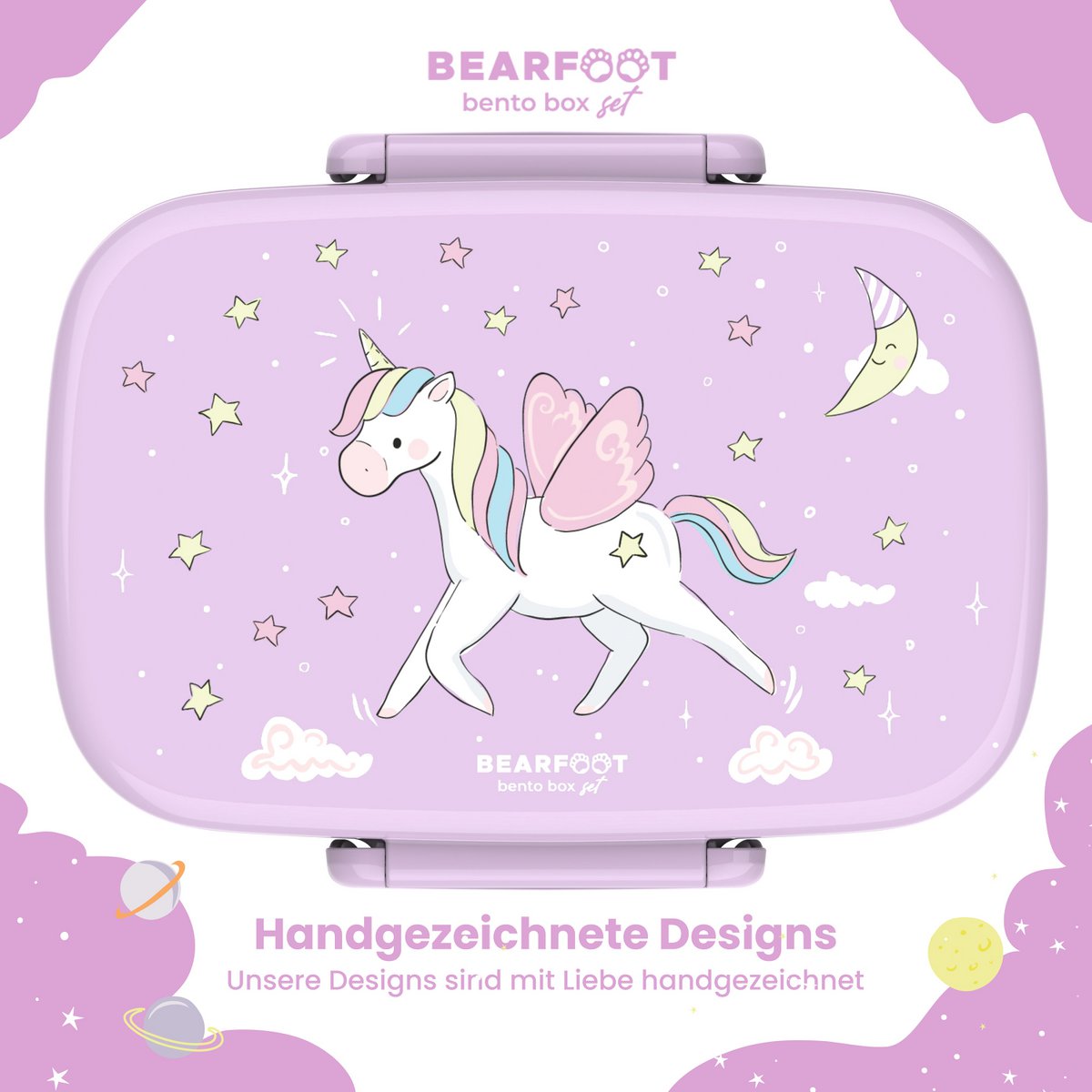 Kinderlunchbox met vakken, licht en lekvrij - eenhoorn Joy&Bloom