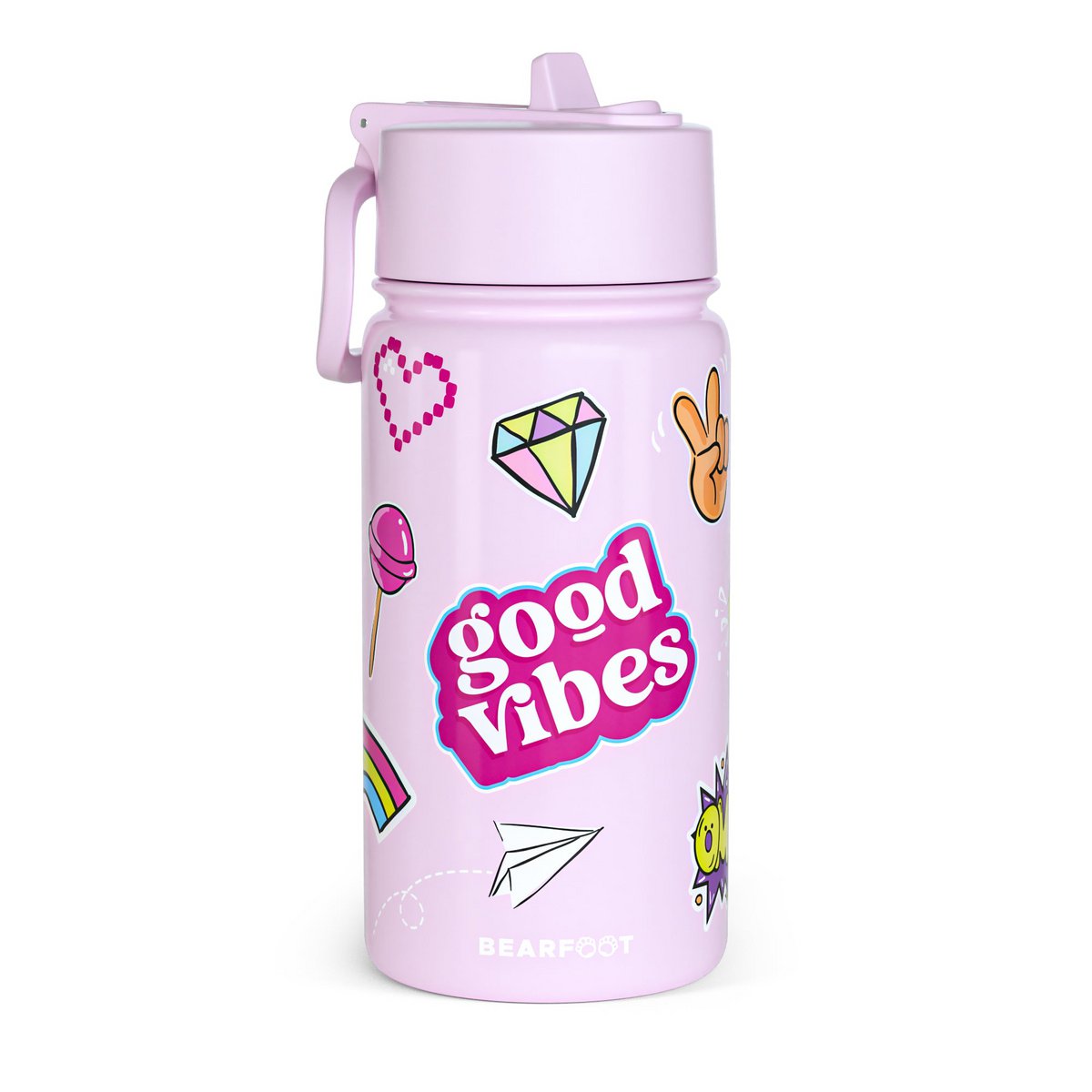 Thermo kinderdrinkfles RVS - sticker paars Joy&Bloom