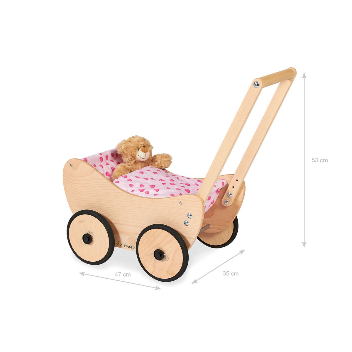 Poppenwagen "Trixi", natuurlijk, 2 delen Poppenspeelgoed Joy&Bloom