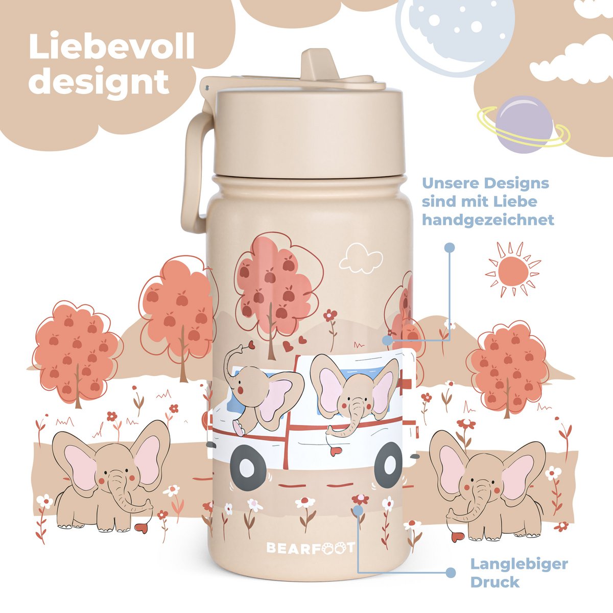 Thermo kinderdrinkfles RVS - ambulance bruin Joy&Bloom