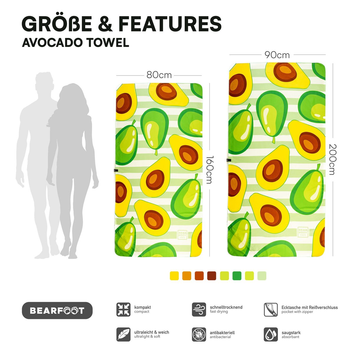 Avocado-strandlaken - microvezel Joy&Bloom
