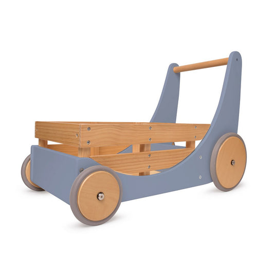 Kinderfeets 2-in-1 houten opbergkar & loopwagen - Slate Blue OP=OP Joy&Bloom