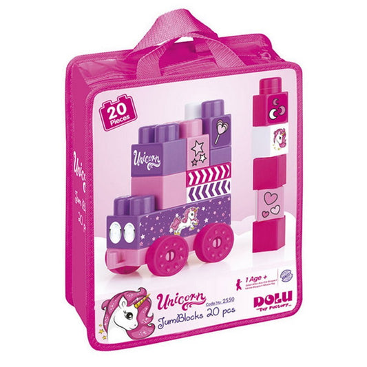 Dolu Eenhoorn Jumblocks Trein Met 20 Blokken Roze Default Title Bouwen Joy&Bloom