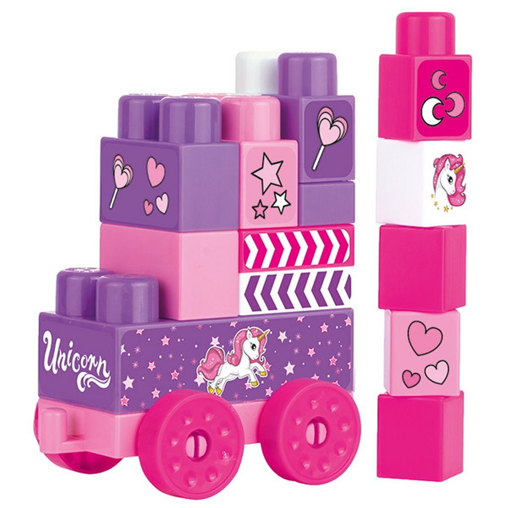 Dolu Eenhoorn Jumblocks Trein Met 20 Blokken Roze Bouwen Joy&Bloom