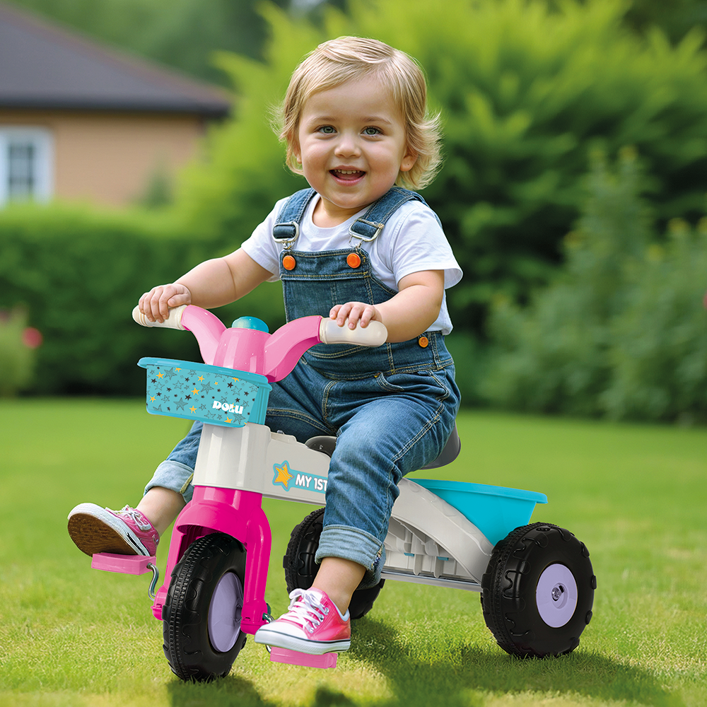 Dolu My First Trike Kinder Driewieler Roze/Wit/Blauw Driewielers Joy&Bloom