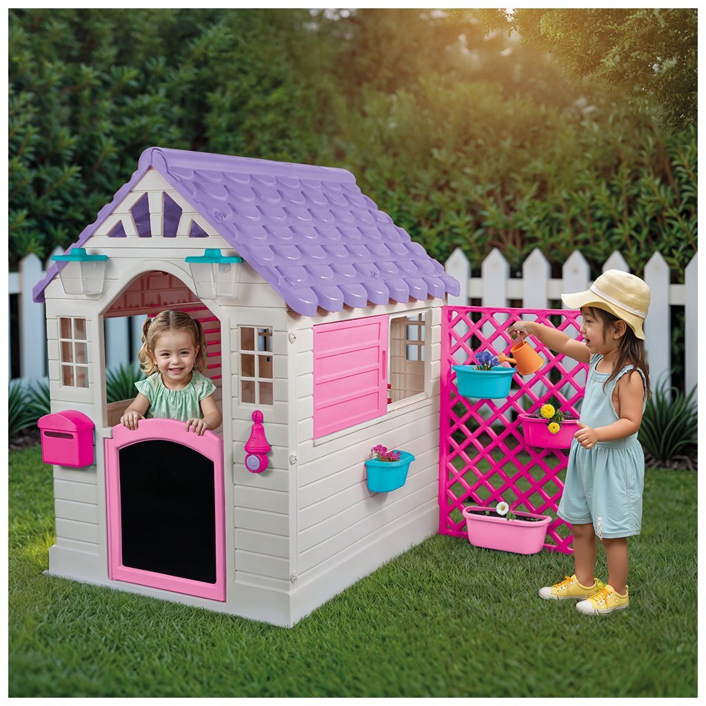 Dolu Tuin Speelhuis Met Accessoires Roze/Paars 140X127X107.5 Cm Speelhuizen Joy&Bloom