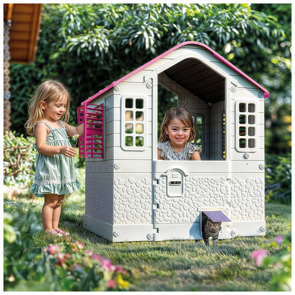 Dolu Speelhuis Wit/Roze 109X95X87.5Cm Speelhuizen Joy&Bloom