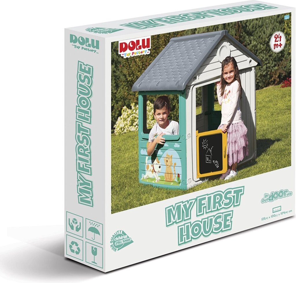 Dolu Speelhuis Met Krijtbord Wit/Blauw/Geel Speelhuizen Joy&Bloom