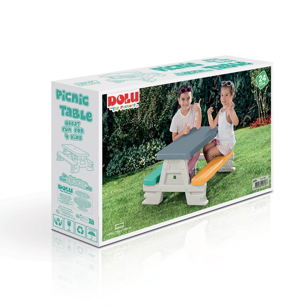 Dolu 2618 Picknicktafel Voor 4 Kinderen Binnen/Buiten Grijs/Geel/Blauw/Wit Picknicktafels Joy&Bloom