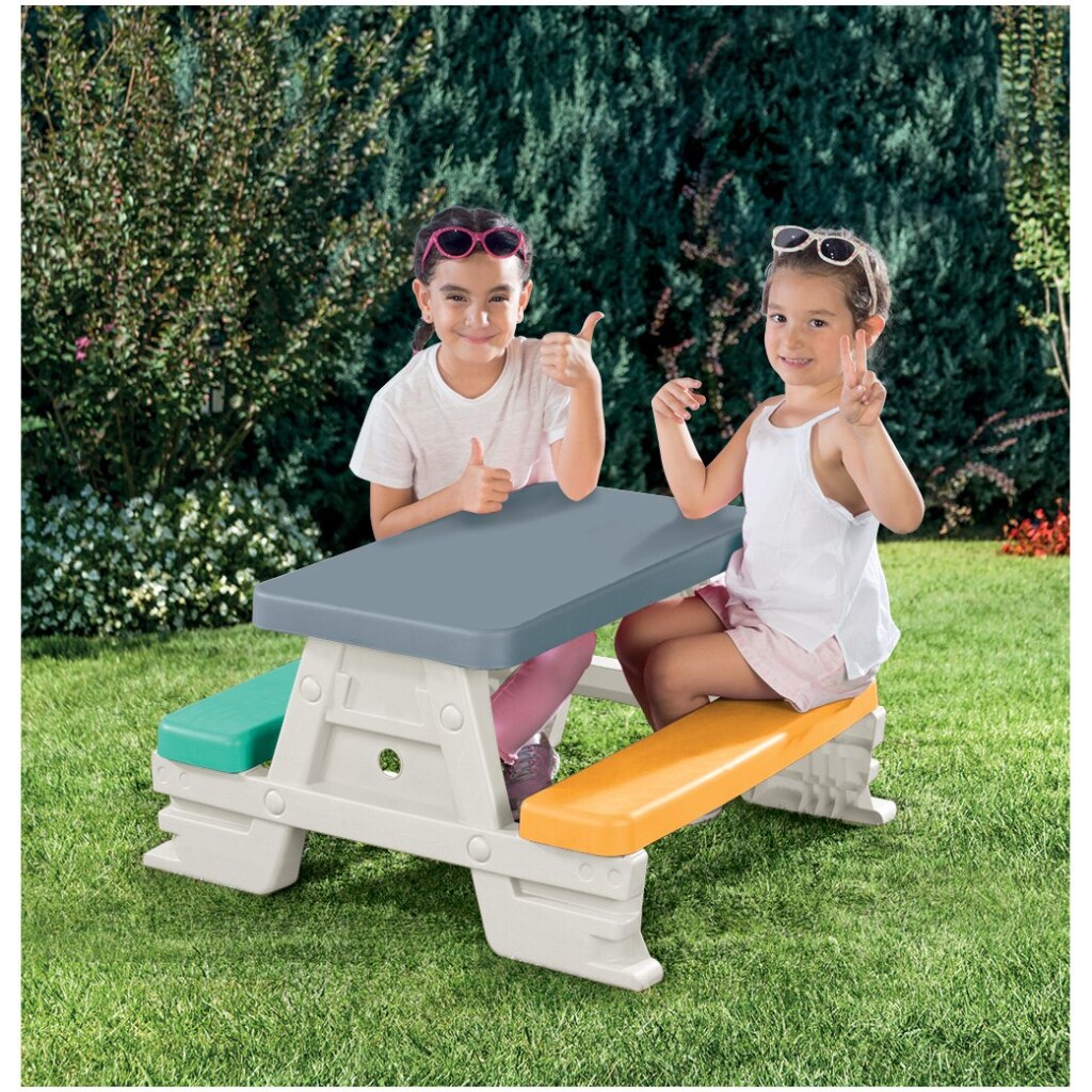 Dolu 2618 Picknicktafel Voor 4 Kinderen Binnen/Buiten Grijs/Geel/Blauw/Wit Picknicktafels Joy&Bloom