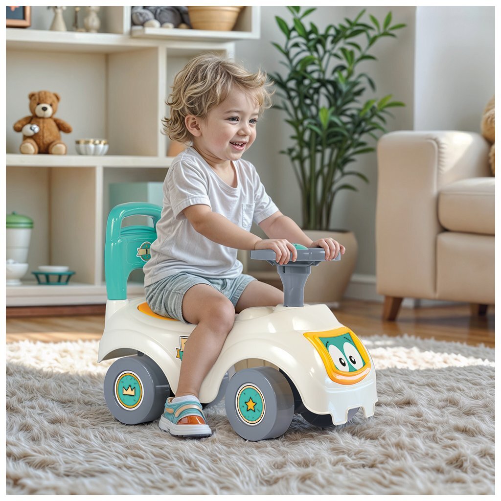 Dolu Loopauto Met Toeter Wit/Groen/Geel 47X37X20.5Cm Loopauto's Joy&Bloom
