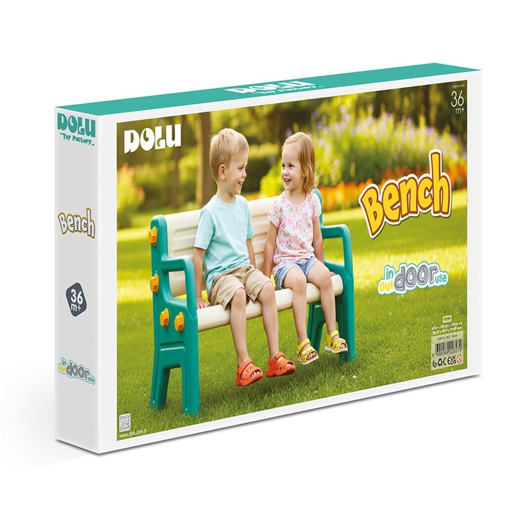 Dolu Bank 109.5X50X67 Cm Groen/Wit/Geel Picknicktafels Joy&Bloom