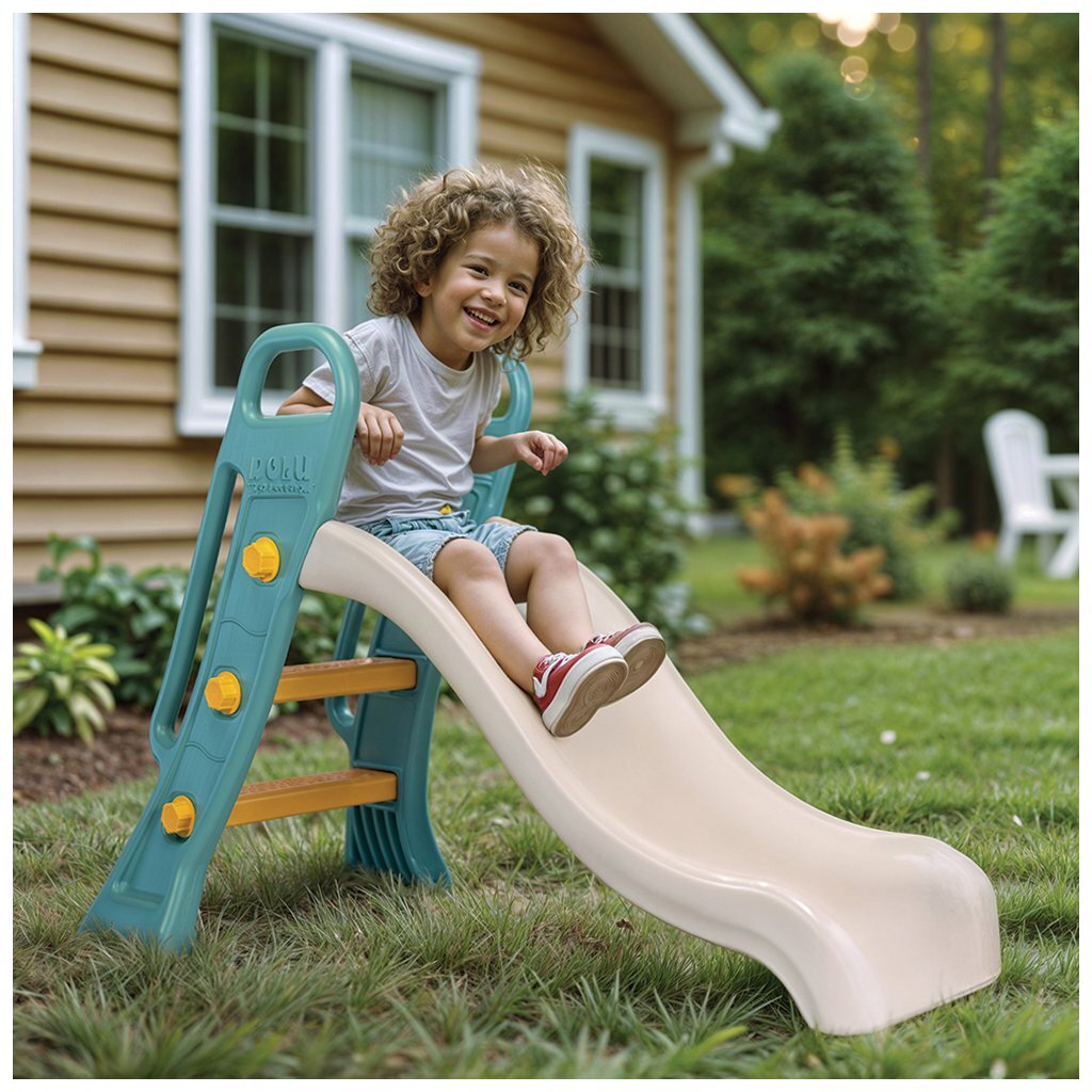 Dolu Junior Glijbaan 60.5X135X90 Cm Wit/Groen Glijbanen Joy&Bloom