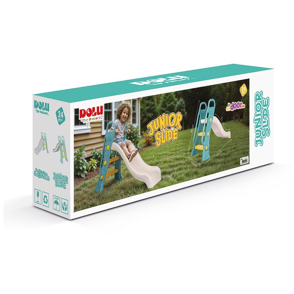 Dolu Junior Glijbaan 60.5X135X90 Cm Wit/Groen Glijbanen Joy&Bloom