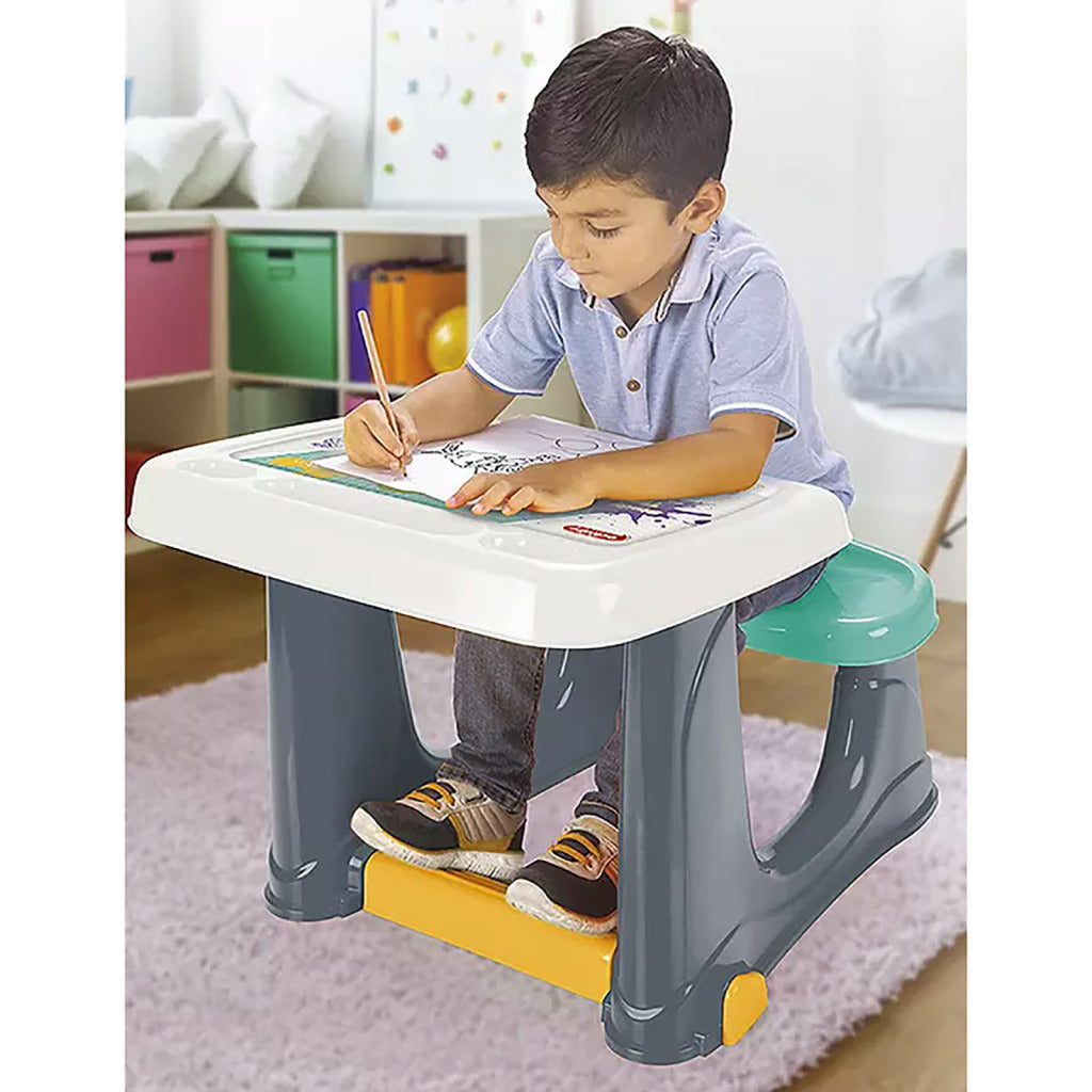 Dolu 2663 Bureau Voor Kinderen 50X77X57 Grijs/Blauw/Wit Stoelen met Schrijfblad Joy&Bloom