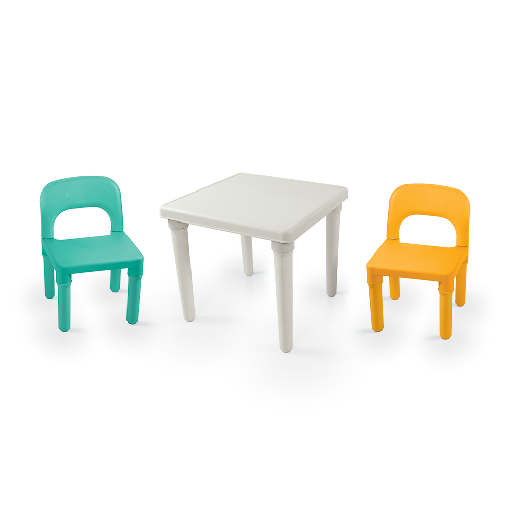 Dolu Kinder Tafel Met 2 Stoelen Turquoise/Geel Default Title Tafel en Stoel Sets Joy&Bloom