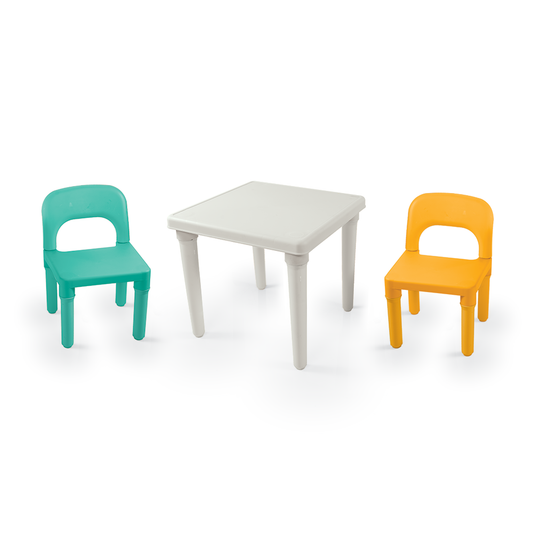 Dolu Kinder Tafel Met 2 Stoelen Turquoise/Geel Default Title Tafel en Stoel Sets Joy&Bloom