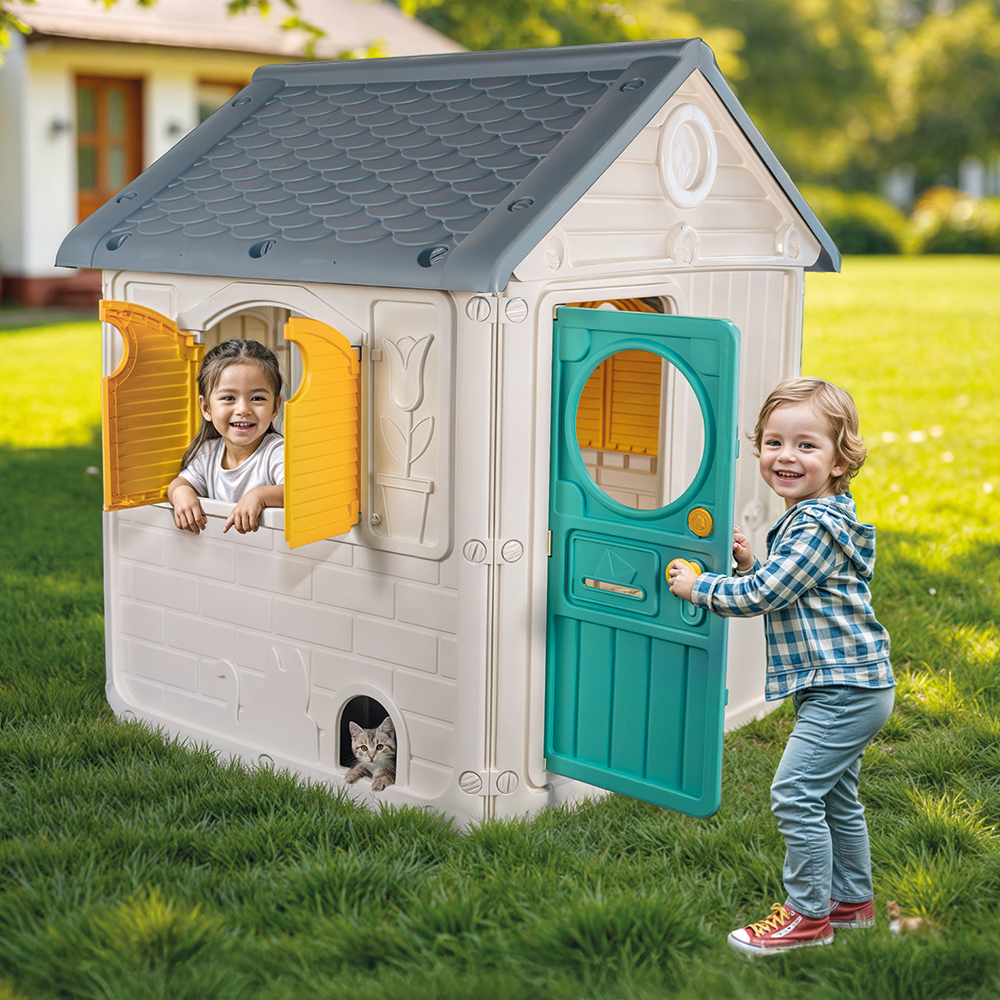 Dolu Speelhuis Wit/Grijs/Blauw 122.5X110X104Cm Speelhuizen Joy&Bloom