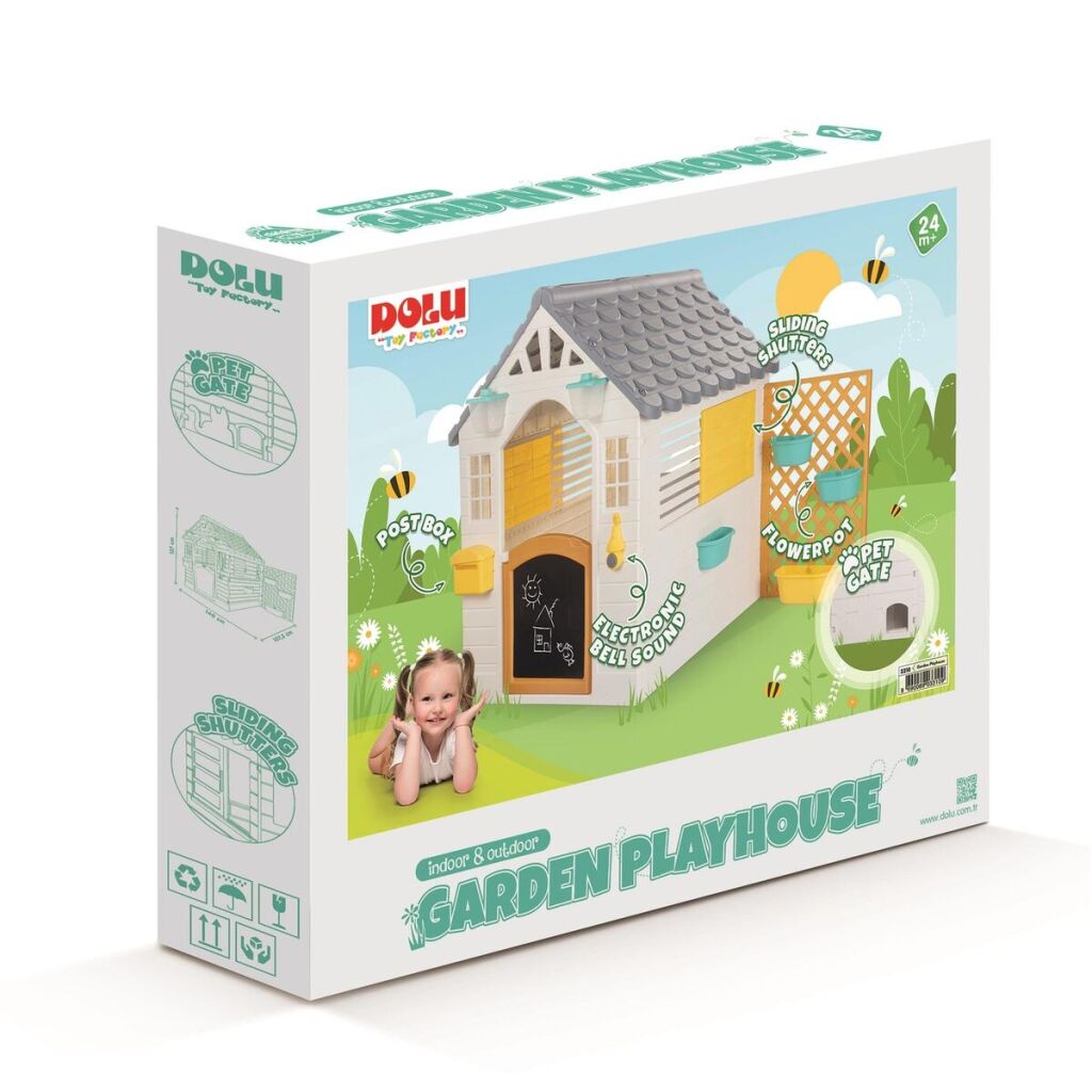 Dolu Tuin Speelhuis Met Accessoires Wit/Grijs 140X127X107.5Cm Speelhuizen Joy&Bloom
