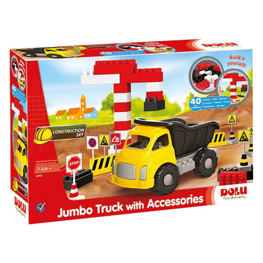Dolu Jumbo Bouwtruck Met Accessoires 40-Delig Default Title Bouwen Joy&Bloom