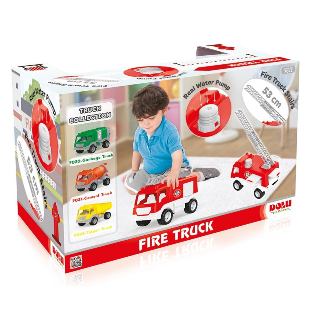 Dolu Brandweerwagen Rood/Wit Brandweer Speelgoed Joy&Bloom