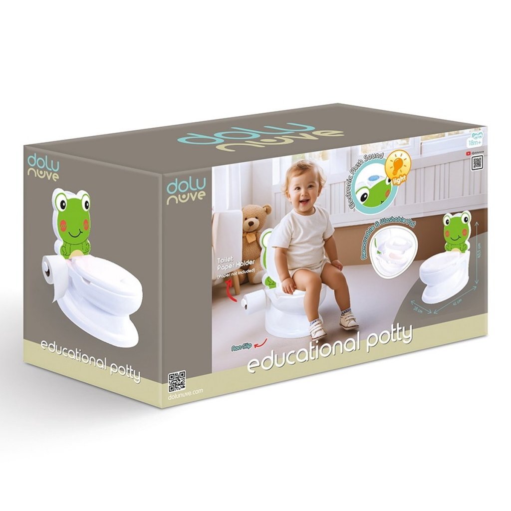 Dolu Educatief Potje Kikker + Geluid Wit/Groen