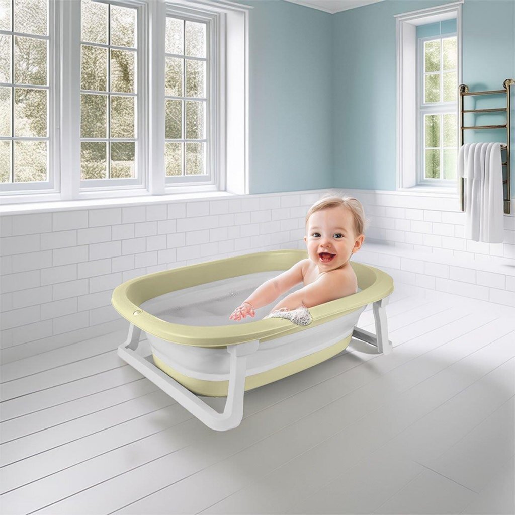 Dolu Baby Opvouwbaar Badje 75.5X46.5X20.5 Cm Pastelgroen/Wit Baby Baden Joy&Bloom