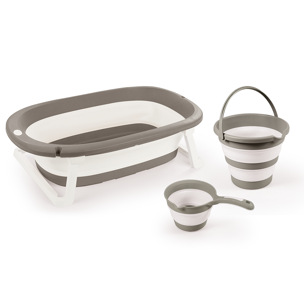 Dolu 3-In-1 Opvouwbare Baby Badset Stone Gray Baby Baden Joy&Bloom