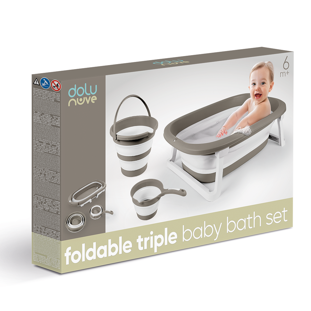 Dolu 3-In-1 Opvouwbare Baby Badset Stone Gray Baby Baden Joy&Bloom
