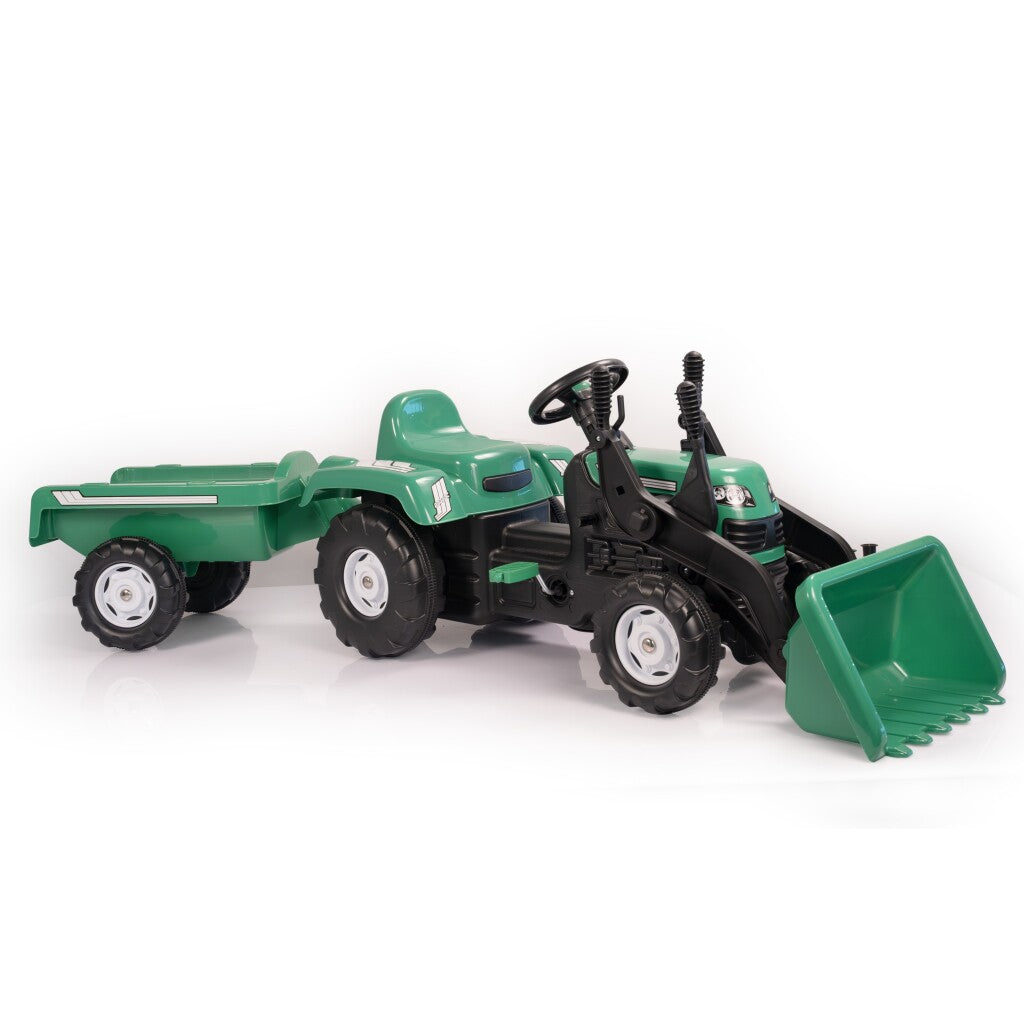 Dolu Traptractor Met Aanhanger &Amp; Voorlader &Amp; Claxon Groen/Zwart Default Title Tractors Joy&Bloom