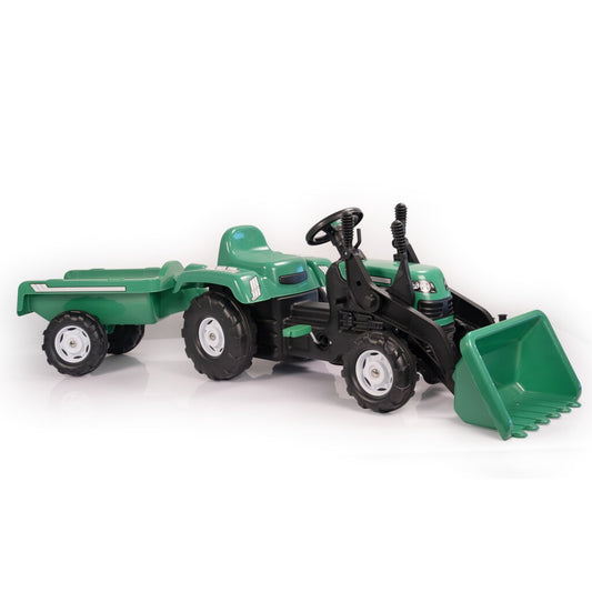 Dolu Traptractor Met Aanhanger &Amp; Voorlader &Amp; Claxon Groen/Zwart Default Title Tractors Joy&Bloom