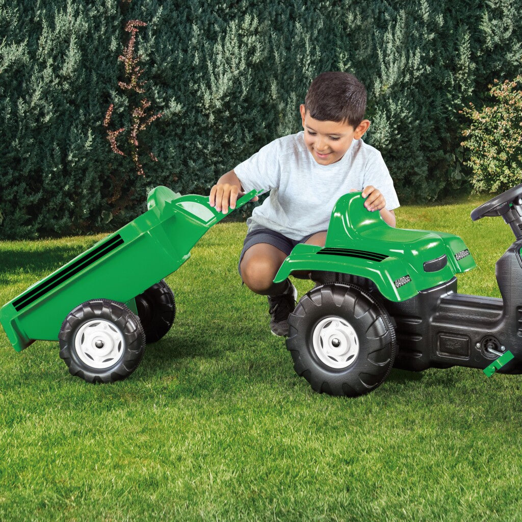 Dolu Traptractor Met Aanhanger &Amp; Voorlader &Amp; Claxon Groen/Zwart Tractors Joy&Bloom