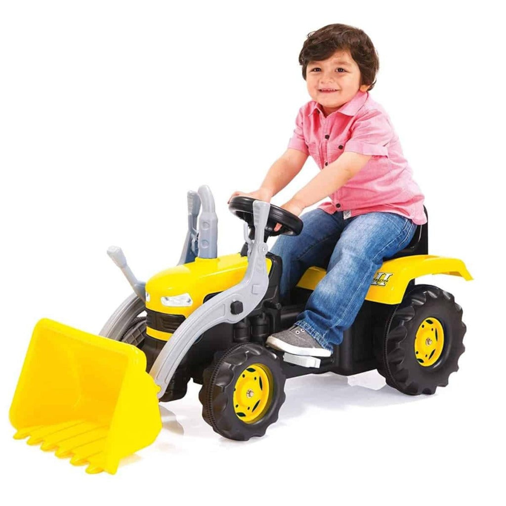 Dolu Traptractor Met Voorlader & Claxon Geel/Zwart Tractors Joy&Bloom