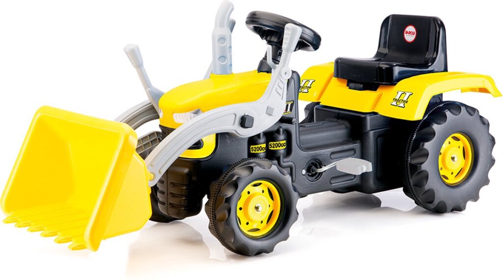 Dolu Traptractor Met Voorlader & Claxon Geel/Zwart Default Title Tractors Joy&Bloom