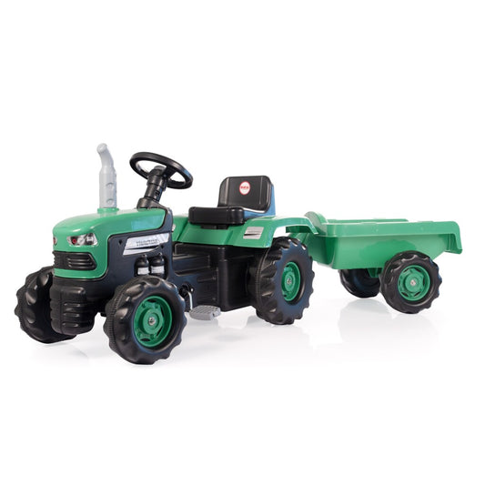 Dolu Traptractor Met Aanhanger & Claxon Groen/Zwart Default Title Tractors Joy&Bloom