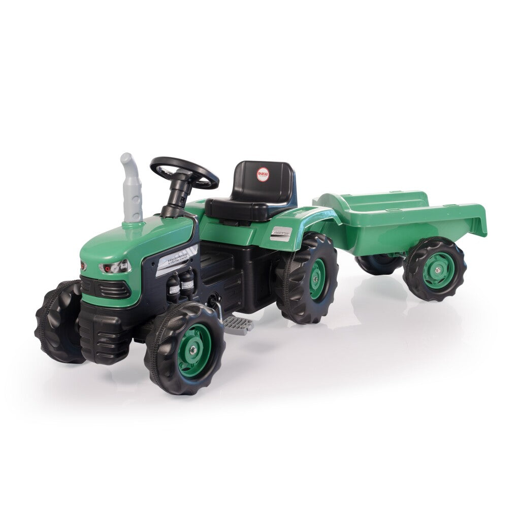 Dolu Traptractor Met Aanhanger & Claxon Groen/Zwart Tractors Joy&Bloom