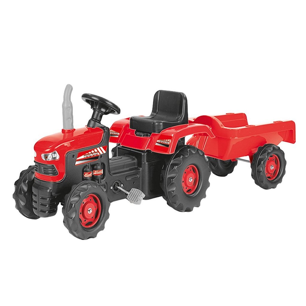Dolu Traptractor Met Aanhanger &Amp; Claxon Rood/Zwart Default Title Tractors Joy&Bloom