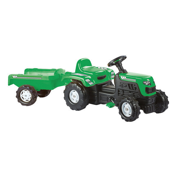 Dolu Traptractor Met Aanhanger &Amp; Claxon Groen/Zwart Default Title Tractors Joy&Bloom