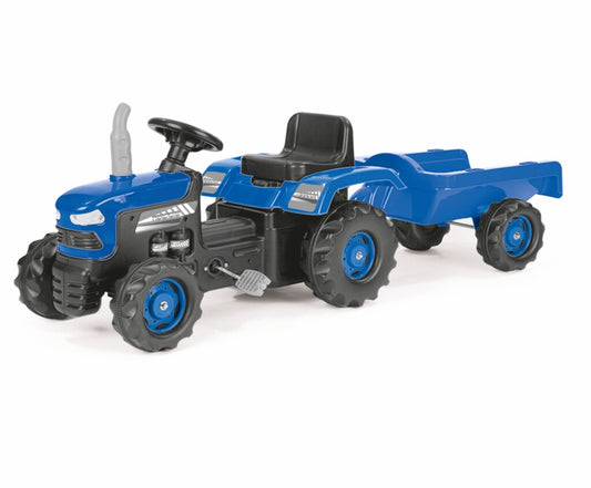 Dolu Traptractor Met Aanghanger &Amp; Claxon Blauw/Zwart Default Title Tractors Joy&Bloom