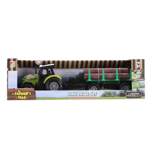 Overige Merken Tractor + Aanhanger Met Boomstammen + Licht En Geluid Default Title Landbouwvoertuigen Joy&Bloom