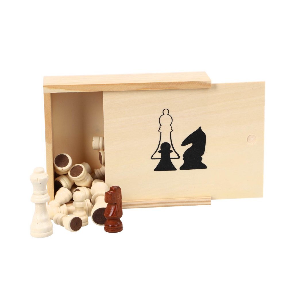 Overige Merken Houten Schaakstukken In Kistje 19X15.5 Cm Schaakspelen Joy&Bloom